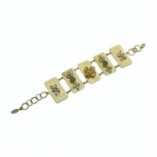 Gold Plated Gemstone CZ set Handmade Open Bracelet For women Girl